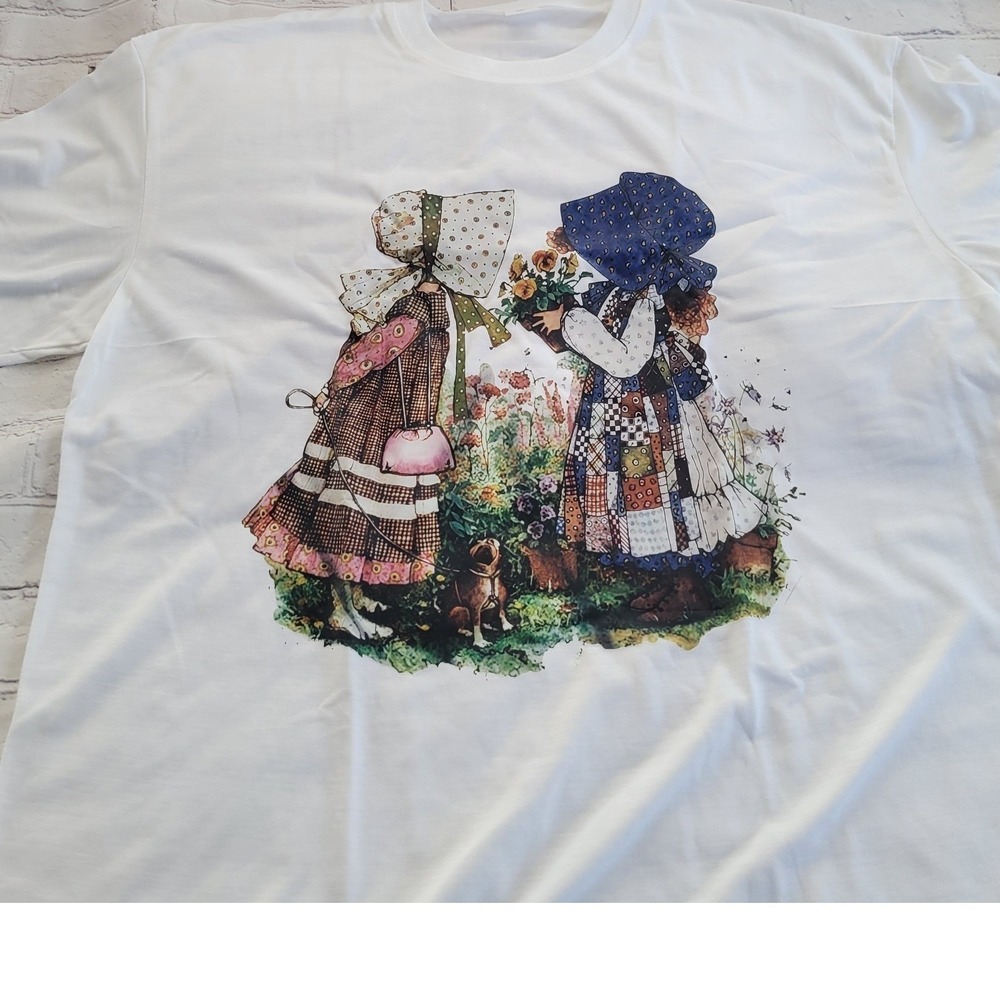 Vintage Style Sunbonnet Girls Graphic T-Shirt White Cottagecore Prairie Tee